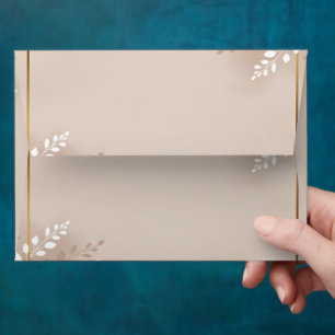 Modern Luxe Neutral Earth Tones & Gold Foliage  Envelope