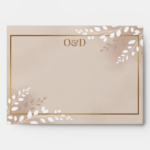 Modern Luxe Neutral Earth Tones & Gold Foliage  Envelope