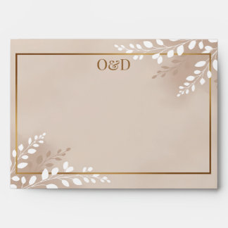 Modern Luxe Neutral Earth Tones & Gold Foliage Envelope