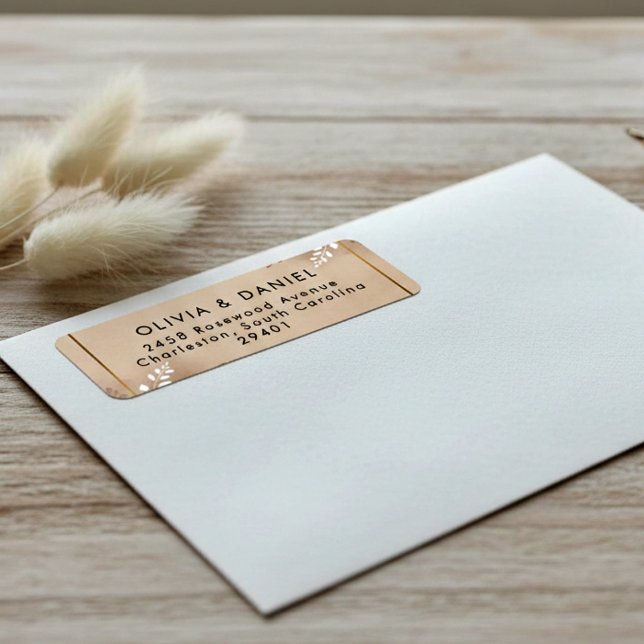 Modern Luxe Neutral Earth Tones & Gold Foliage Label (Creator Uploaded)