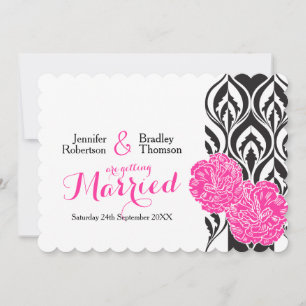Modern luxe pink carnation wedding invitations