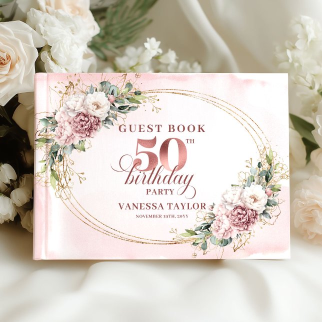 Modern Luxe Rose Gold 50th Birthday Guest Book (Modern Luxe Rose Gold 50th Birthday Guest Book)