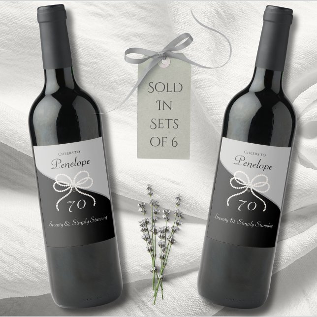 Modern Luxe Simply Stunning 70th Birthday Wine Label (Toast to 70 years with these Modern Luxe wine labels. Simply stunning and sophisticated!)