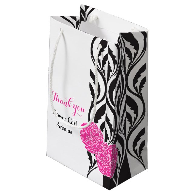 Modern luxe wedding flower girl favor gift bag (Back Angled)