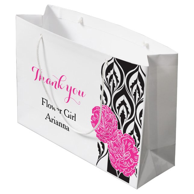 Modern luxe wedding flower girl favor gift bag (Back Angled)