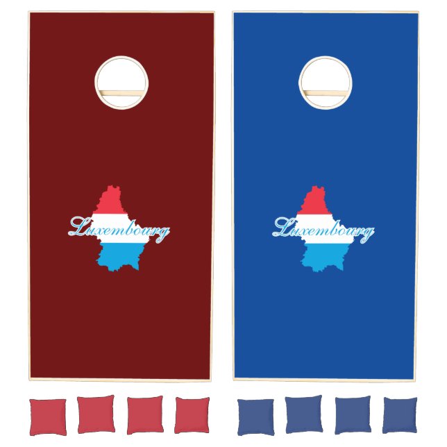 Modern Luxembourg luxembourgish Flag Map Souvenir Cornhole Set (Set)