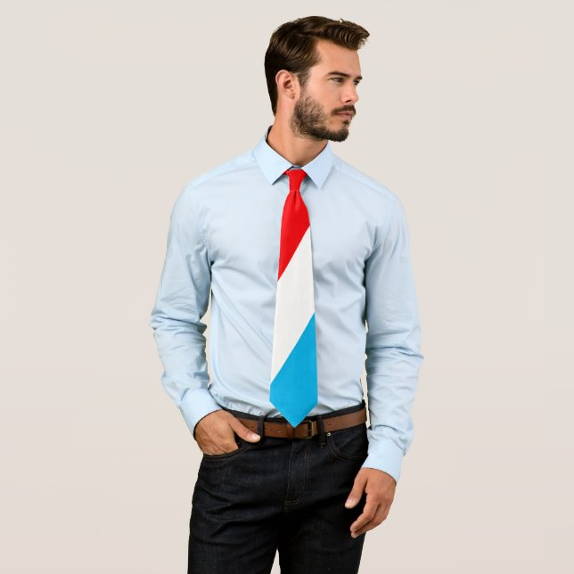 Modern Luxembourg luxembourgish Flag Souvenir Neck Tie (In Situ)
