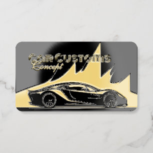 Modern Luxurious Black Car Services Foil Spot Gloss Business Cards