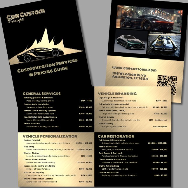 Modern Luxurious Black & Gold  Car Auto Services Brochure (All pages)