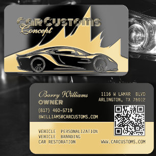 Modern Luxurious Car Services Black & Gold Foil Spot Gloss Business Cards