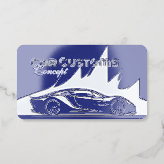 Modern Luxurious Car Services Cobalt & Silver Foil Spot Gloss Business Cards