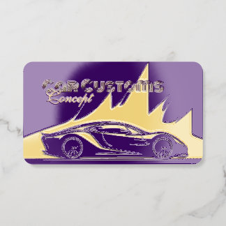 Modern Luxurious Car Services Purple & Gold Foil Spot Gloss Business Cards