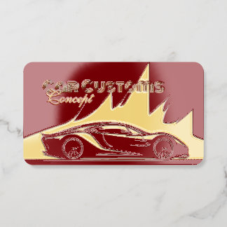 Modern Luxurious Car Services Red & Gold Foil Spot Gloss Business Cards