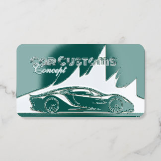 Modern Luxurious Car Services Teal & Silver Foil Spot Gloss Business Cards