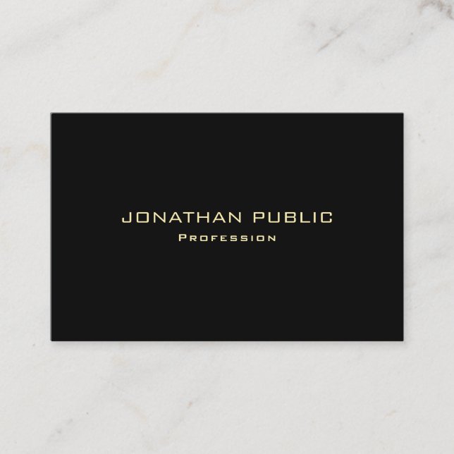 Modern Luxurious Professional Elegant Gold Text Business Card (Front)