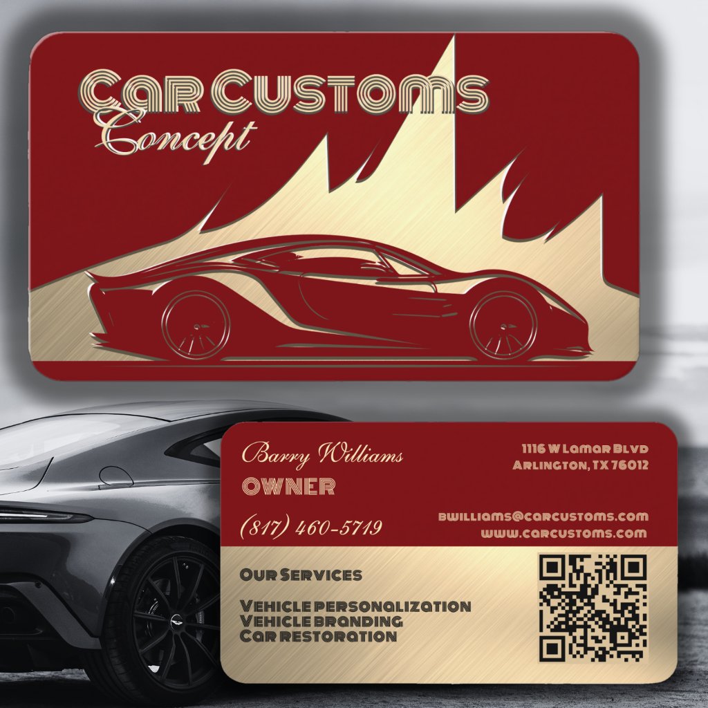 Modern Luxurious Red and Gold engraved-style Car
