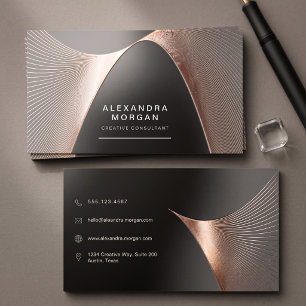 Modern Luxury Abstract Wave Line Foil Business Cards