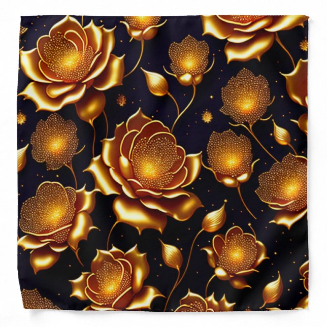 Modern Luxury Big Gold Rose Collection Bandana (Front)
