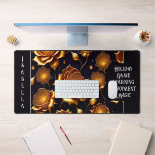 Modern Luxury Big Gold Rose Collection Desk Mat