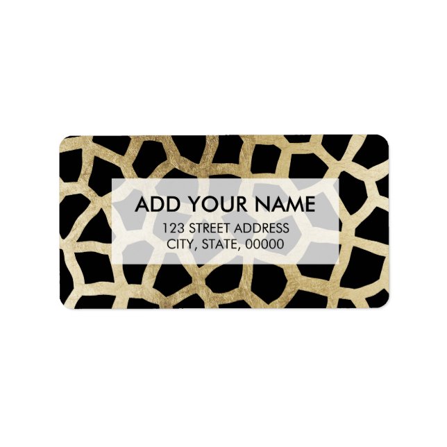Modern luxury black and gold foil animal print label (Front)