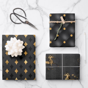 Modern Luxury Black and Gold Wrapping Paper Sheets
