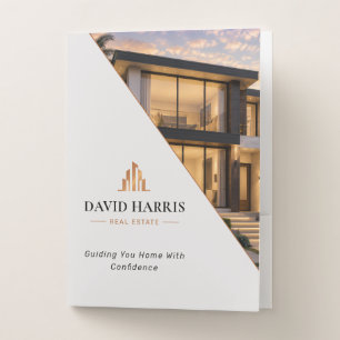 Modern Luxury Black & Copper Real Estate Company Pocket Folder