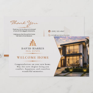 Modern Luxury Black & Copper Real Estate Company Thank You Card