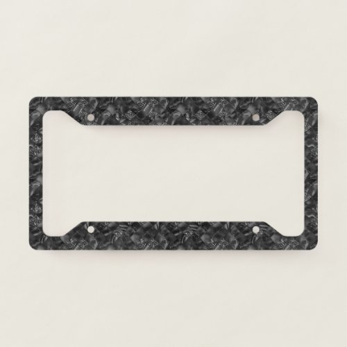 Modern Luxury Black Faux Glitter and Foil Pattern License Plate Frame