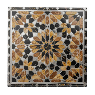 Modern Luxury Black Gold Marble Silver Moroccan Ceramic Tile