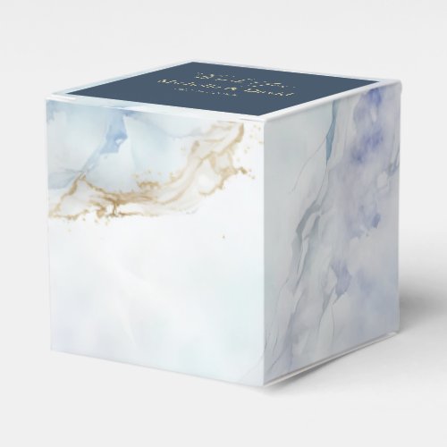 Modern Luxury Blue Marble Wedding Favor Box