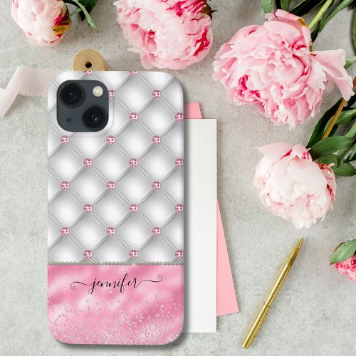 Modern Luxury Blush Pink Chic Glam Bling iPhone 13 Case