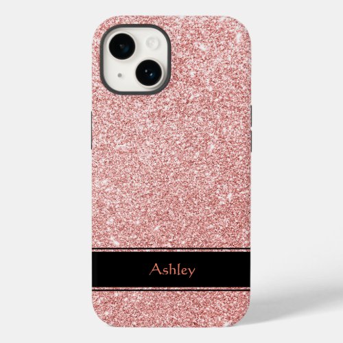 Modern luxury Blush Pink glitter monogrmmed  Case_Mate iPhone 14 Case