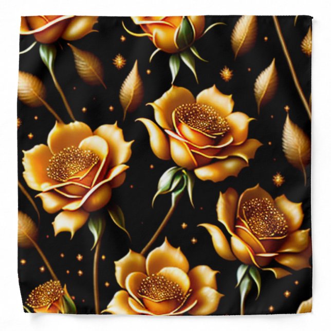 Modern Luxury Boho Gold Rose Collection Bandana (Front)