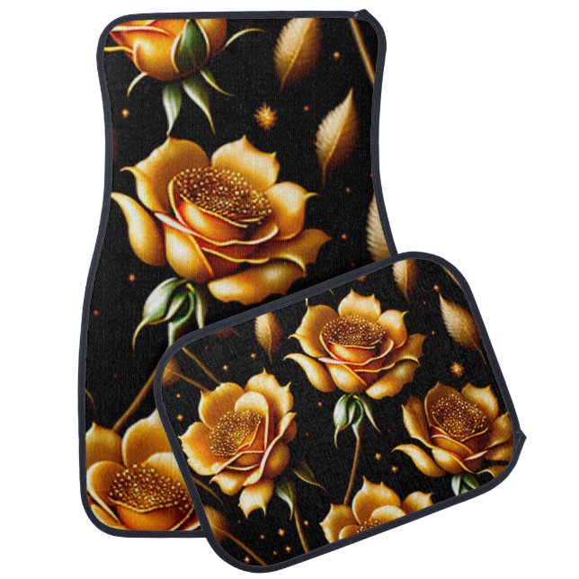 Modern Luxury Boho Gold Rose Collection Car Floor Mat (Set)