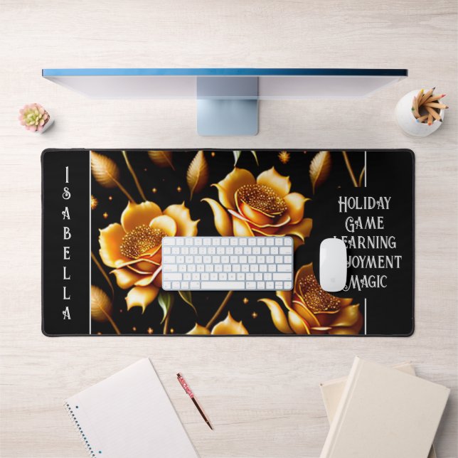 Modern Luxury Boho Gold Rose Collection Desk Mat (Office 1)