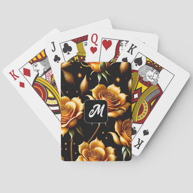 Modern Luxury Boho Gold Rose Collection Poker Cards (Back)