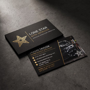 Modern Luxury Car Detailing Bold Star Logo Business Card