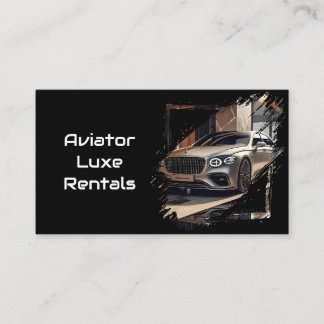 Modern Luxury Car Rental Black & White QR Code Business Card