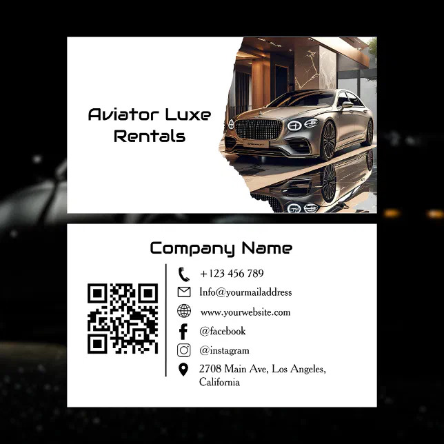 Car Rent Qr Code Modern Luxury Car Rental & Sales QR Code Photo Business Card | Zazzle