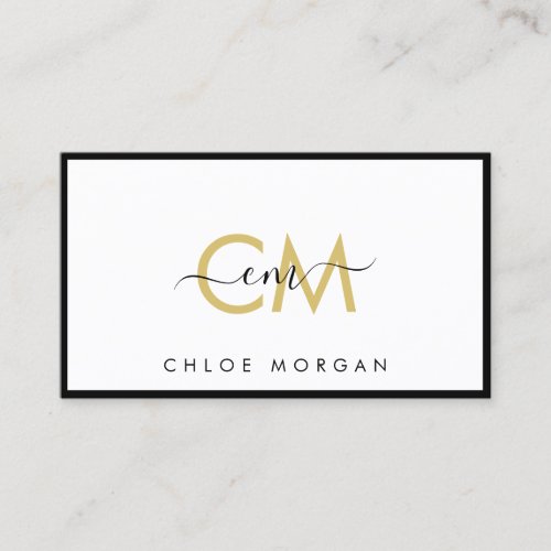 Modern luxury chic black gold script signature business card