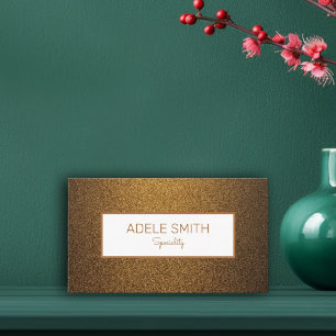 Modern luxury copper gold glitter white frame business card