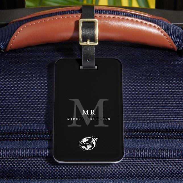 Modern Luxury Custom Monogram, Name Luggage Tag (Front Insitu 2)