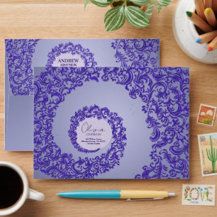 Modern Luxury Damask Purple Envelope