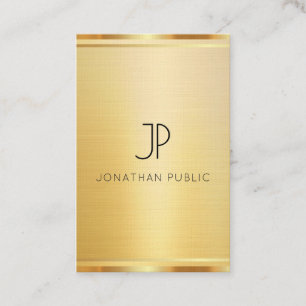 Modern Luxury Faux Gold Premium Linen Vertical Business Card