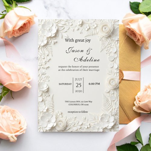Modern Luxury Floral Wedding Invitation