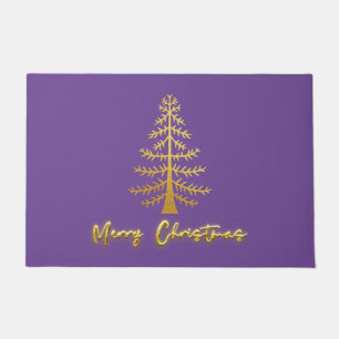Modern luxury glam metallic Xmas modern purple  Doormat