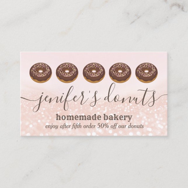 Modern luxury  glittery  donuts homemade bakery business card (Front)