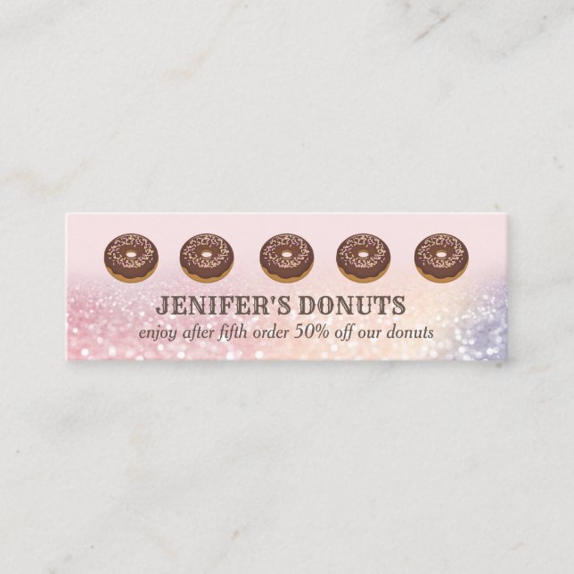 Modern luxury  glittery  donuts homemade bakery mini business card (Front)