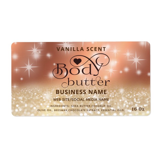 Modern luxury glittery sparkling body butter Label (Front)