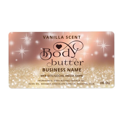 Modern luxury glittery sparkling body butter Label